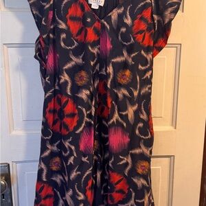 Velvet by Graham & Spencer Black Dress with Red and Pink Floral Design